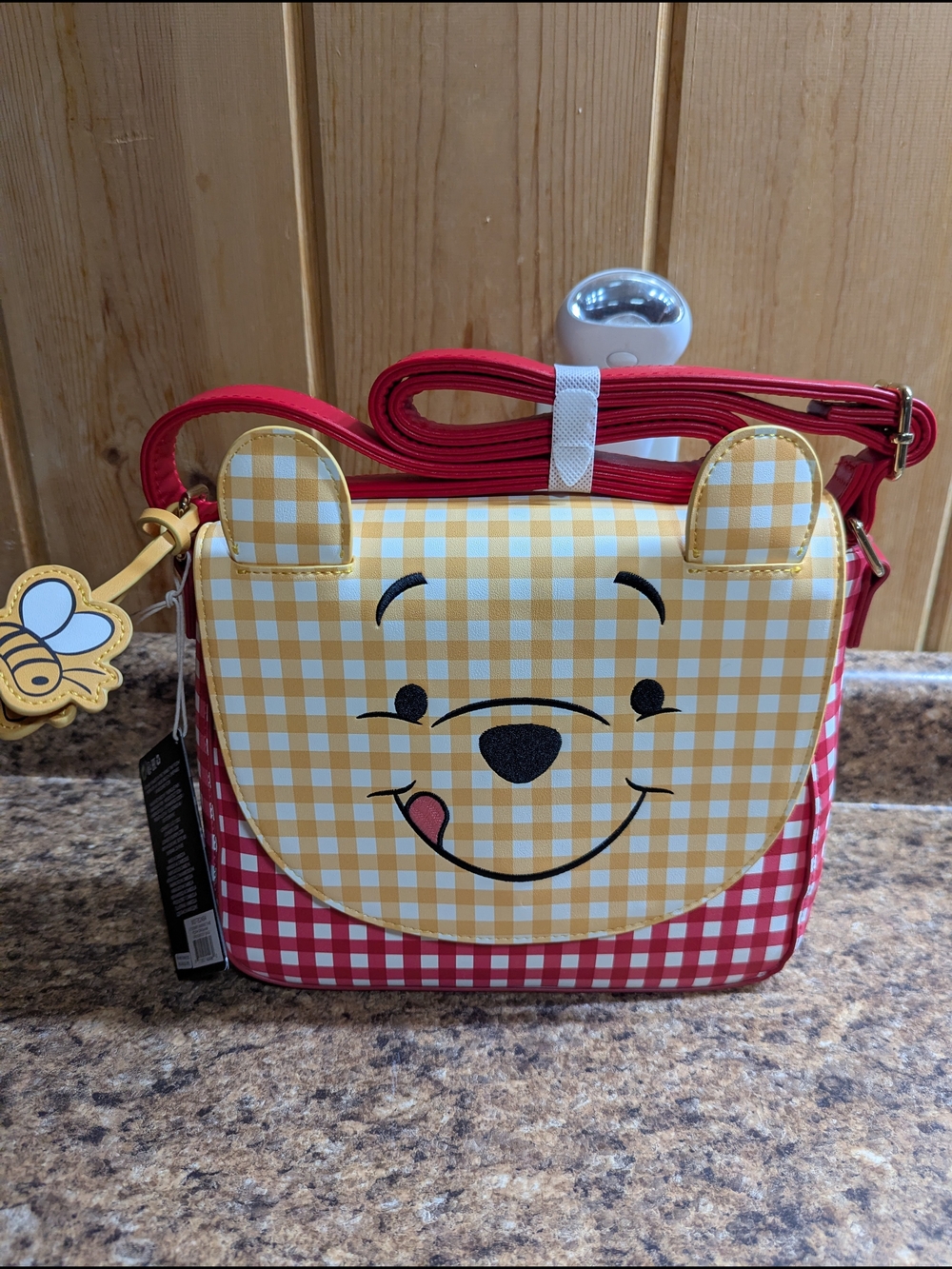 Loungefly Winnie the Pooh Yellow Gingham Crossbody with Red Trim